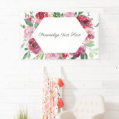 パーソナライズ ピンク フラワー バナー 横断幕 (インサイチュ)