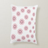 パーソナライズ ピンク フラワー パターン ラウンド ピロー (裏面(縦))