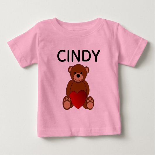 パーソナライズ ピンク ベア 赤ちゃん ベビーTシャツ (正面)