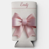 パーソナライズ ピンク リボン 缶クーラー - かわいい & ユニーク スリム缶クーラー (正面)