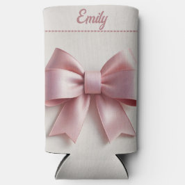 パーソナライズ ピンク リボン 缶クーラー - かわいい & ユニーク スリム缶クーラー