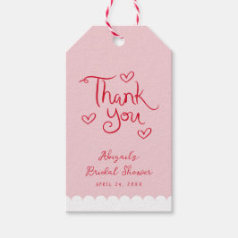 パーソナライズ ピンク レッド ファンシー サンクス ギフトタグ
