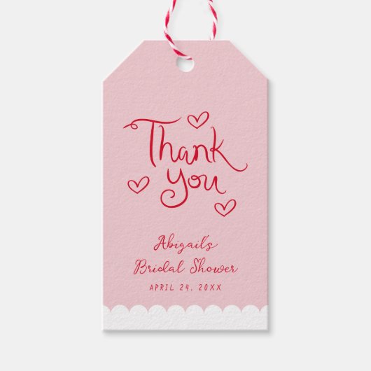 パーソナライズ ピンク レッド ファンシー サンクス ギフトタグ (正面)