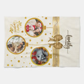 パーソナライズ フォト クリスマス キッチン ゴールド オーナメント キッチンタオル (横)