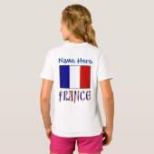 パーソナライズ フランス 国旗 ヘリテージ ガールズ Tシャツ (裏面フル)