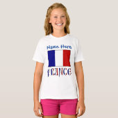 パーソナライズ フランス 国旗 ヘリテージ ガールズ Tシャツ (正面フル)