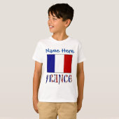 パーソナライズ フランス 国旗 ヘリテージ ボーイズ Tシャツ (正面フル)