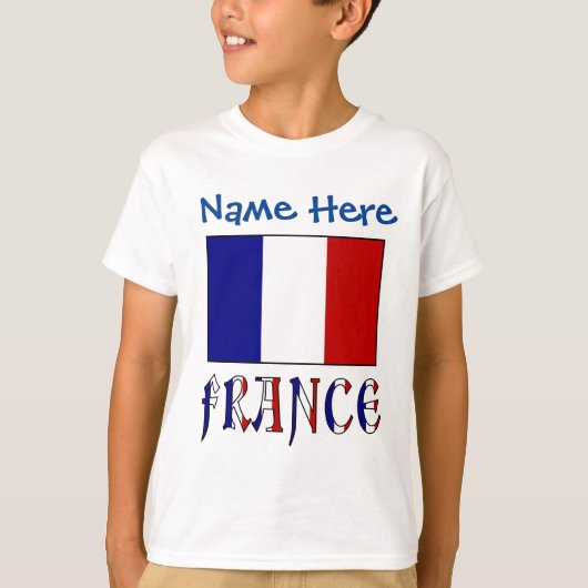 パーソナライズ フランス 国旗 ヘリテージ ボーイズ Tシャツ (正面)