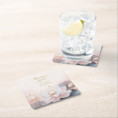 パーソナライズ ブライダルシャワー ピンク ロータス No.9 スクエアペーパーコースター (インサイチュ)