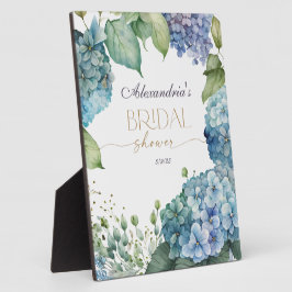 パーソナライズ ブライダルシャワー 青いハイドランジア フォトプラーク