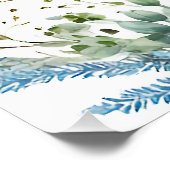 パーソナライズ ブライダルシャワー 青いハイドランジア ポスター (コーナー)