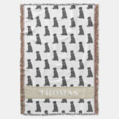 パーソナライズ ブラックラボ ラブラドール ピンク＆ホワイト スローブランケット (正面縦)