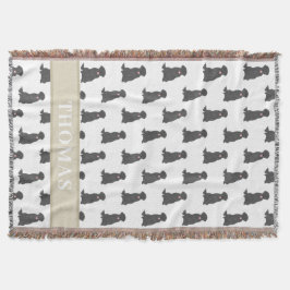 パーソナライズ ブラックラボ ラブラドール ピンク＆ホワイト スローブランケット