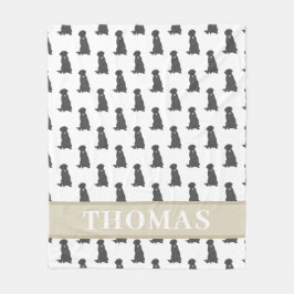 パーソナライズ ブラックラボ ラブラドール ピンク＆ホワイト フリースブランケット