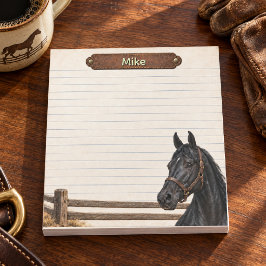 パーソナライズ ブラック アメリカンサドルブレッド ヘリテージ牧場 ノートパッド