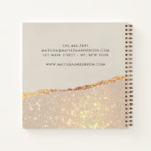 パーソナライズ ブラック クリーム ゴールド グリッター 偽 フォイル ノートブック (裏面)