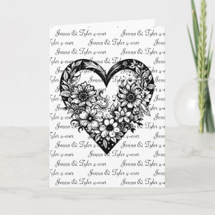 パーソナライズ ブラック トライバル ハート バレンタインデー カード