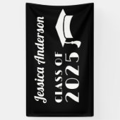 パーソナライズ ブラック＆ホワイト 卒業式 横断幕 (縦)