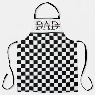 パーソナライズ ブラック レトロ チェック ダッド ベスト シェフ エプロン