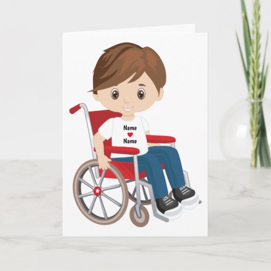 パーソナライズ ブランク ブルネット ボーイ カード (正面)