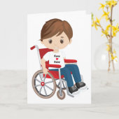 パーソナライズ ブランク ブルネット ボーイ カード (黄色い花)