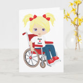 パーソナライズ ブランケット ブロンドの女の子 カード (黄色い花)