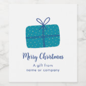 パーソナライズ ブルー クリスマス パッケージ ワインラベル (シングルラベル)