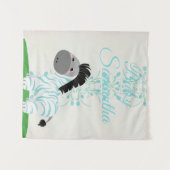 パーソナライズ ブルー ゼブラ ウォール タペストリー (正面(横))