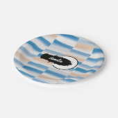 パーソナライズ ブルー ピンク ウォーターカラー ラウンド プレート (アングル)