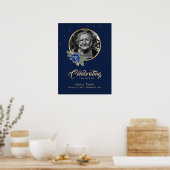 パーソナライズ ブルー フラワー お別れの会 ウェルカム サイン (キッチン)