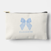 パーソナライズ ブルー リボン コケッタ エステテック アクセサリーポーチ (正面)