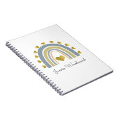 パーソナライズ ブルー レインボー ゴールデン ハーツ 3 リング バインディング ノートブック (右側)