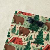 パーソナライズ ベア キャンピング キッズ ビーチタオル (インサイチュ)