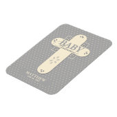 パーソナライズ、ベビー献身クリーム&グレークロス マグネット (左側)