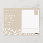 パーソナライズ - ベージュの葉の模様 Save the Date ポストカード (裏面)