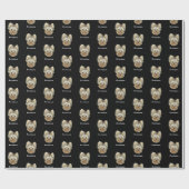 パーソナライズ!ペットの写真と名前ブラック ラッピングペーパー (フラット)