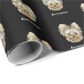 パーソナライズ!ペットの写真と名前ブラック ラッピングペーパー (ロールコーナー)