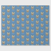 パーソナライズ！ペットの写真と名前（青） ラッピングペーパー (フラット)