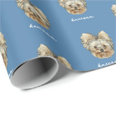 パーソナライズ！ペットの写真と名前（青） ラッピングペーパー (ロールコーナー)