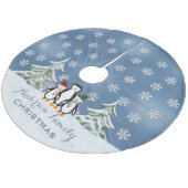 パーソナライズ: ペンギン家族のクリスマスツリーのスカート フリース ツリースカート (アングル)