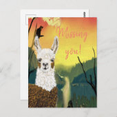 パーソナライズ ママ ラマ I Miss You ポストカード (正面/裏面)