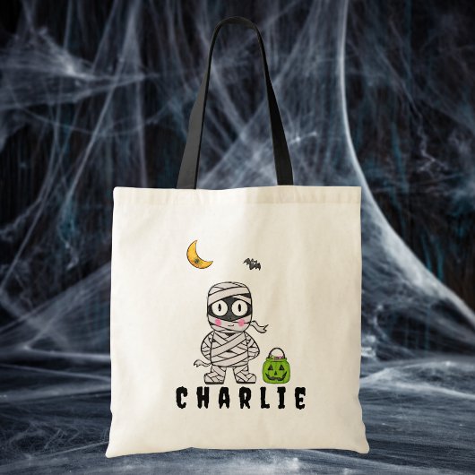 パーソナライズ ミイラのハロウィンお菓子 トートバッグ