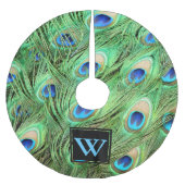 パーソナライズ-モダンな孔雀の羽 ブラッシュドポリエステルツリースカート (正面)