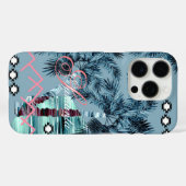 パーソナライズ モノグラム ブラック 青 パームハワイアン Case-Mate iPhoneケース (裏面 (横))