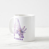 パーソナライズ ライラック フェアリー モノグラム A コーヒーマグカップ (正面左)