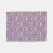 パーソナライズ！ラベンダーペットの写真と名前 フリースブランケット (正面(横))