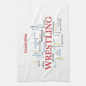 パーソナライズ、レスリングコーチありがとうお言葉 キッチンタオル (縦)