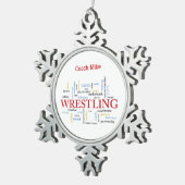 パーソナライズ、レスリングコーチありがとうお言葉 スノーフレークピューターオーナメント (右)