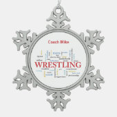 パーソナライズ、レスリングコーチありがとうお言葉 スノーフレークピューターオーナメント (正面)