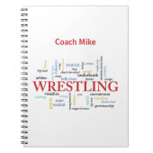 パーソナライズ、レスリングコーチありがとうお言葉 ノートブック (正面)